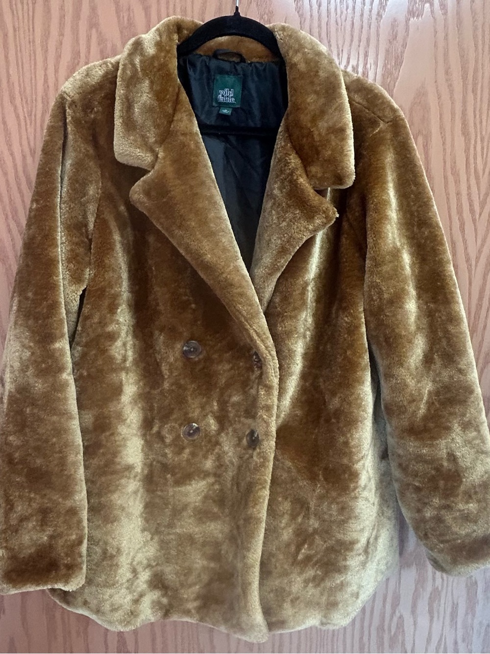 wild fable Plush Double-Breasted Teddy Jacket - Brown